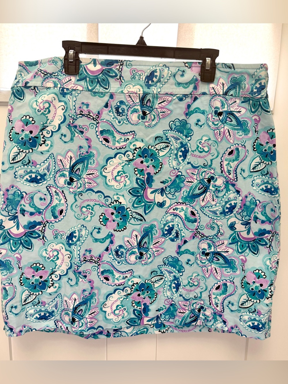 Talbot’s Women’s Paisley Print Aqua Mini Skirt